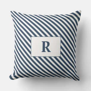 Cojín Decorativo Almohadón de Tirar con Rayas Azules y Blancas Mono