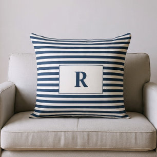 Cojín Decorativo Almohadón de Tirar con Rayas Azules y Blancas Mono