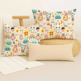 Cojín Decorativo Almohadón de Tirar Kawaii Bunny Pastel Caprichoso 
