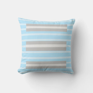 Cojín Decorativo Almohadón de tirar rayado gris azul pálido