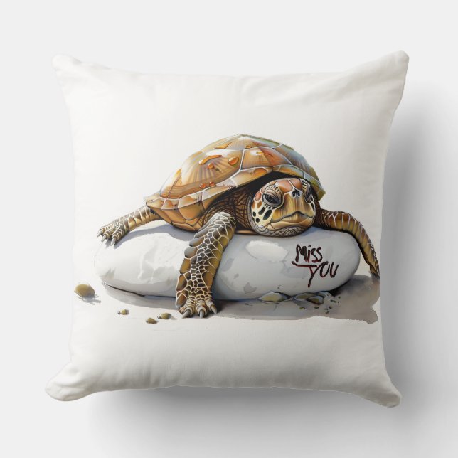 Cojín Decorativo Almohadón de tortuga "Te extraño" – (Anverso)