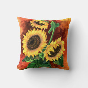 Cojín Decorativo Almohadón de tres girasoles