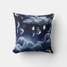 Cojín Decorativo Almohadón – Diseño de Luna Celestial Plateada