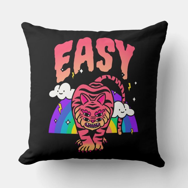 Cojín Decorativo Almohadón EASY Tiger Retro Arcoíris (Anverso)