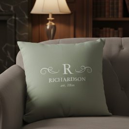 Cojín Decorativo Almohadón Elegante con Monograma Sage