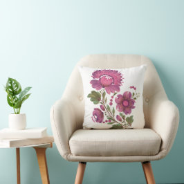 Cojín Decorativo Almohadón elegante de flores de arte popular en ro