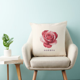 Cojín Decorativo Almohadón Elegante de Rosas Rojas Personalizadas