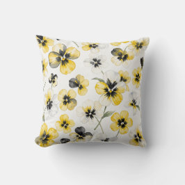 Cojín Decorativo Almohadón floral acuarela amarillo