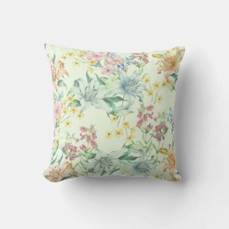 Cojín Decorativo Almohadón Floral Acuarela Vintage