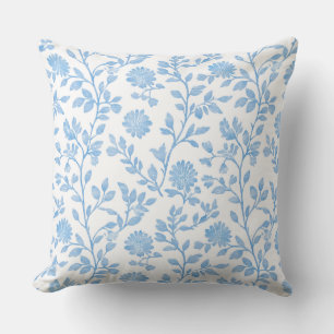 Cojín Decorativo Almohadón floral azul y blanco