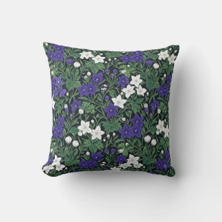 Cojín Decorativo Almohadón floral botánico púrpura y blanco