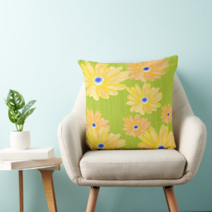 Cojín Decorativo Almohadón Floral de Jardín Amarillo