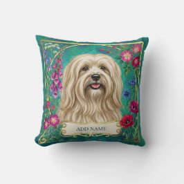 Cojín Decorativo Almohadón floral personalizado de Lhasa Apso de cr