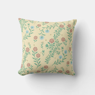 Cojín Decorativo Almohadón Floral Vintage con Flores Azules y Rosas