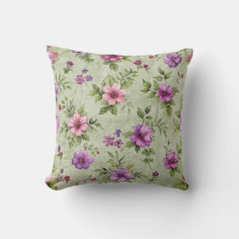 Cojín Decorativo "Almohadón Floral Vintage en Verde"