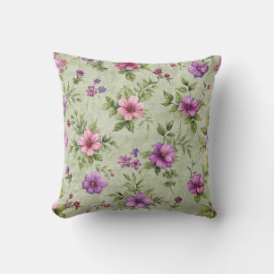 Cojín Decorativo "Almohadón Floral Vintage en Verde"