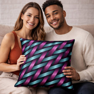 Cojín Decorativo Almohadón geométrico moderno magenta y turquesa