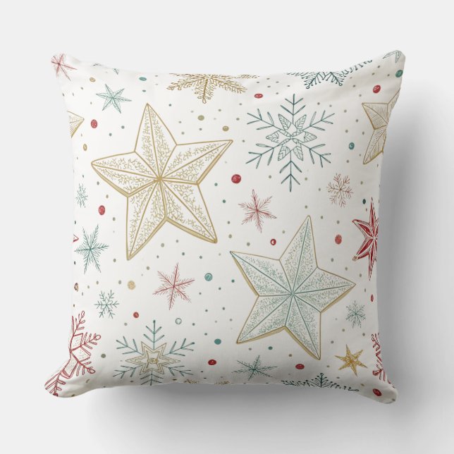 Cojín Decorativo "Almohadón grande con patrón de estrellas en blanc (Anverso)