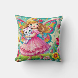 COJÍN DECORATIVO ALMOHADÓN "HADA SONRIENTE CON GATITO