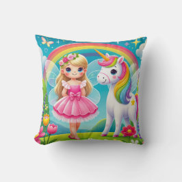 Cojín Decorativo ALMOHADÓN "HADA SONRIENTE con UNICORNIO"