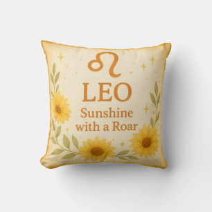 Cojín Decorativo Almohadón Leo – Arte del Zodiaco de Girasoles para