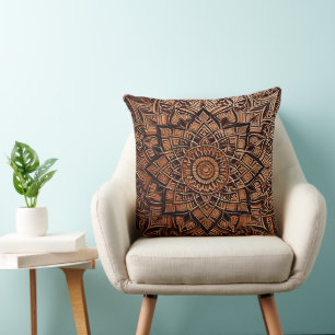 Cojín Decorativo Almohadón marrón de mandala para decorar