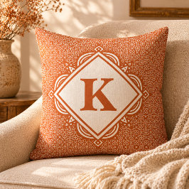 Cojín Decorativo Almohadón naranja con mandala y monograma
