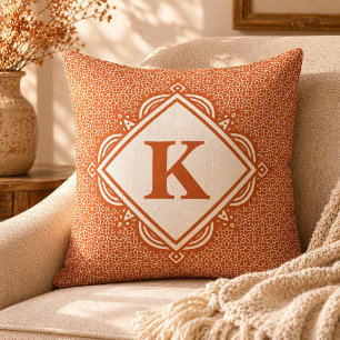 Cojín Decorativo Almohadón naranja con mandala y monograma