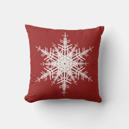 Cojín Decorativo Almohadón navideño Copo de nieve en rojo