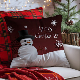 Cojín Decorativo Almohadón Navideño Escena Invernal Muñeco de Nieve