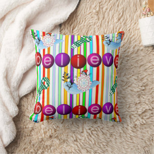 Cojín Decorativo Almohadón Navideño, Muñeco de Nieve Cree
