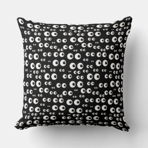 Cojín Decorativo Almohadón negro con ojos redondos blancos