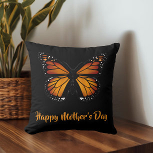 Cojín Decorativo Almohadón negro personalizado de Mariposa Monarca