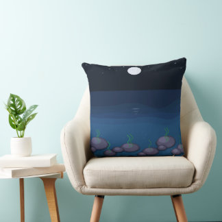 Cojín Decorativo Almohadón Nocturno de Océano a la Luz de la Luna |