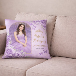 Cojín Decorativo Almohadón para Quinceañera Lila Morado