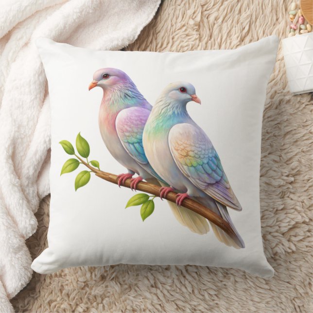 Cojín Decorativo Almohadón Personalizado con Dos Palomas (Manta)