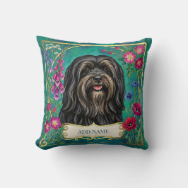Cojín Decorativo Almohadón personalizado de Lhasa Apso negro y marr