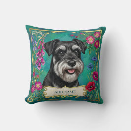 Cojín Decorativo Almohadón personalizado de schnauzer plateado y ne