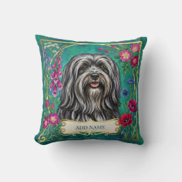 Cojín Decorativo Almohadón personalizado gris oscuro de Lhasa Apso