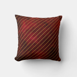 Cojín Decorativo Almohadón rayado de rojo oscuro y dorado