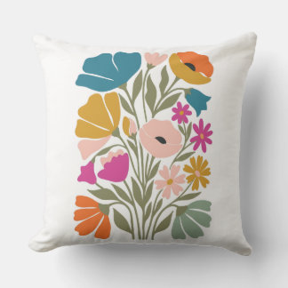 Cojín Decorativo Almohadón Retro de Flores Silvestres Moderno de Me