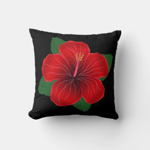 Cojín Decorativo Almohadón-Rojo Hibisco
