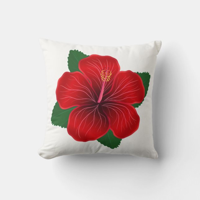 Cojín Decorativo Almohadón-Rojo Hibisco (Anverso)
