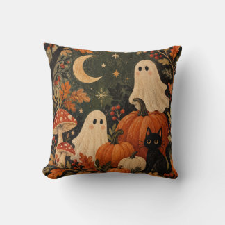 Cojín Decorativo Almohadón vintage de Halloween con fantasmas y cal