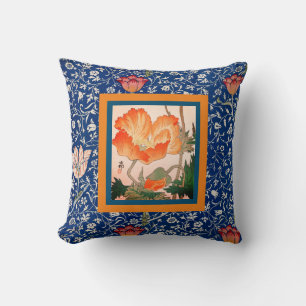 Cojín Decorativo Almohadón William Morris con tulipán y amapola