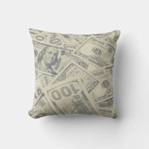 Cojín Decorativo Almohadones cuadrados con patrón de dinero gris