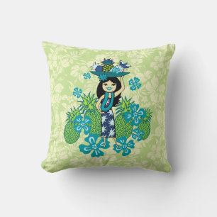 Cojín Decorativo Almohadones cuadrados hawaianos de Luau de piña