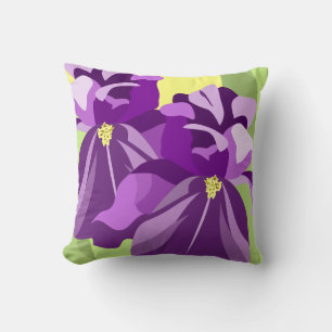 Cojín Decorativo Almohadones de Iris Floral Púrpura