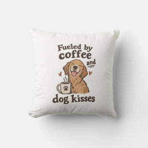 Cojín Decorativo Almohadones de lanzamiento de café y besos de perr