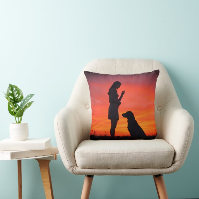 Cojín Decorativo Almohadones de perro y niña (Silla)